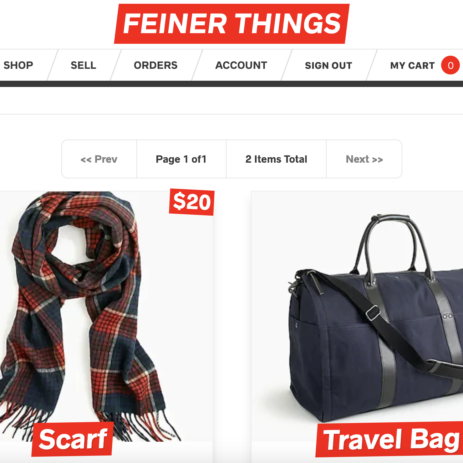 Feiner Things e-commerce site